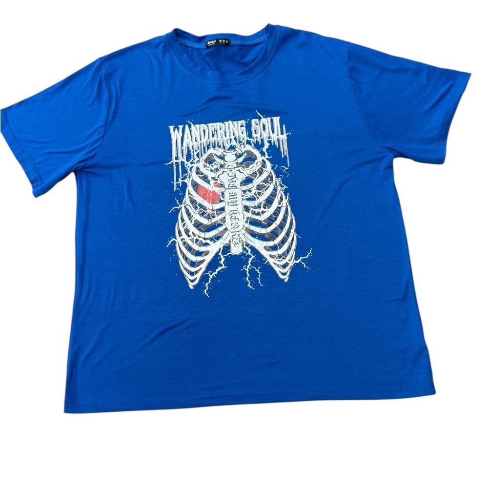 Men’s ROMWE Blue Wandering Soul Graphic Tee NWOT Size XL